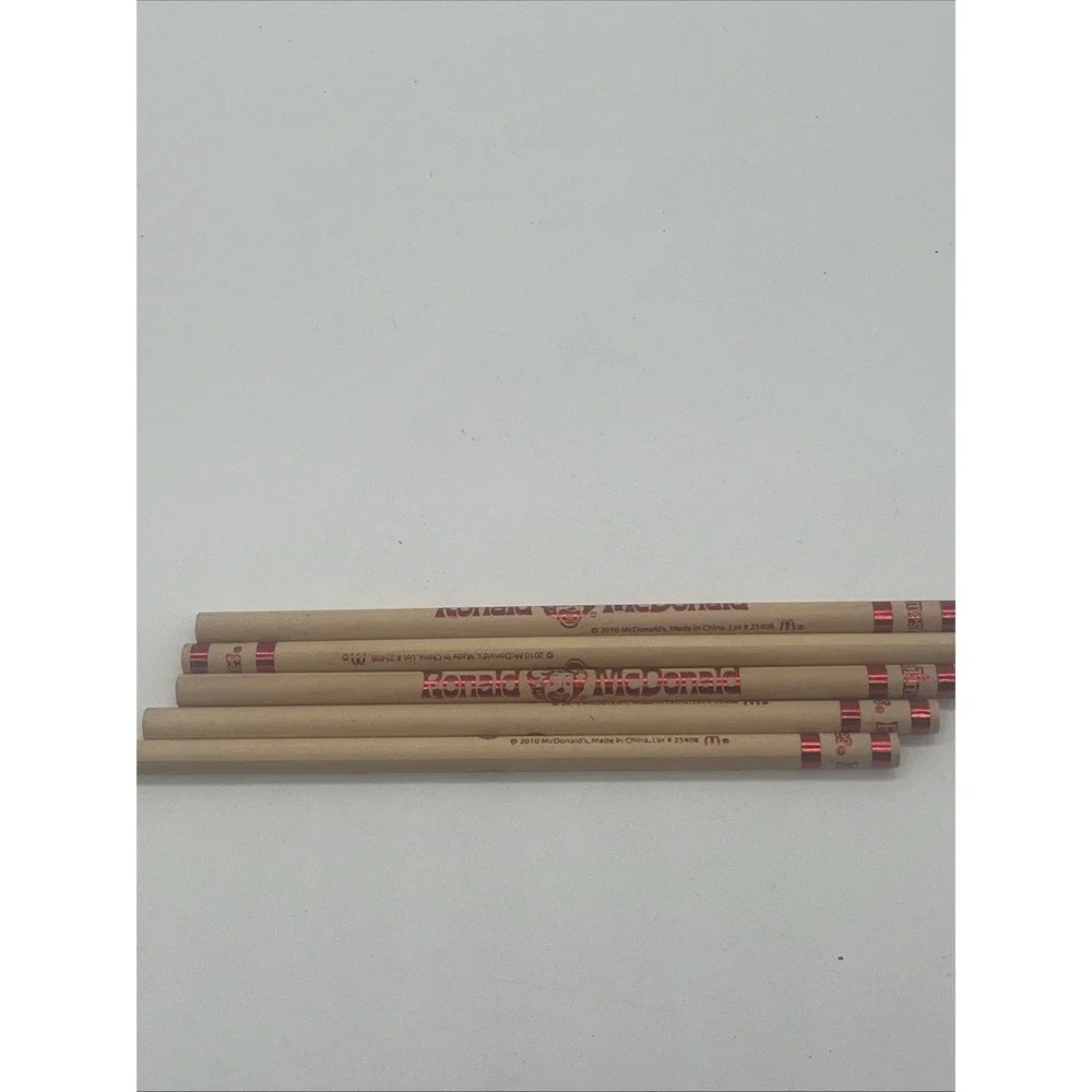 Lot Of 5 NeW McDONALDS 2010 RONALD MCDONALD FUN TIMES WOOD PENCILS~SET Rare